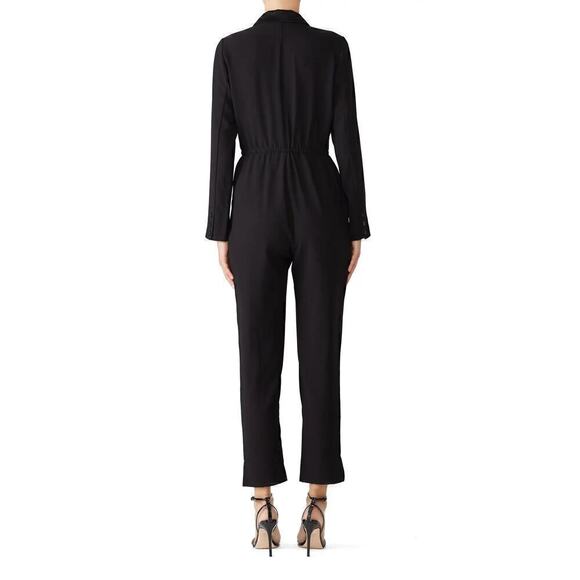 Greylin Reagan Tuxedo Jumpsuit Long Sleeve Satin Notch Collar Black Size XS - Picture 7 of 13
